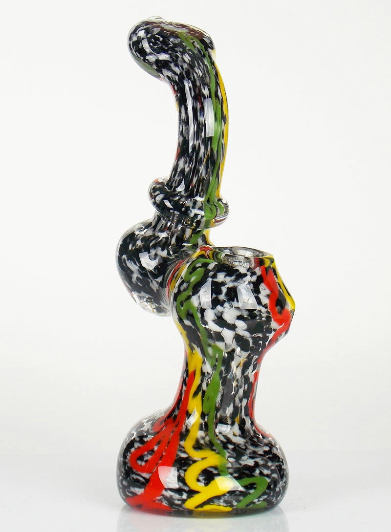 Beautiful Fumed Thick Glass 8.5 Bubbler with Rasta Colors Design