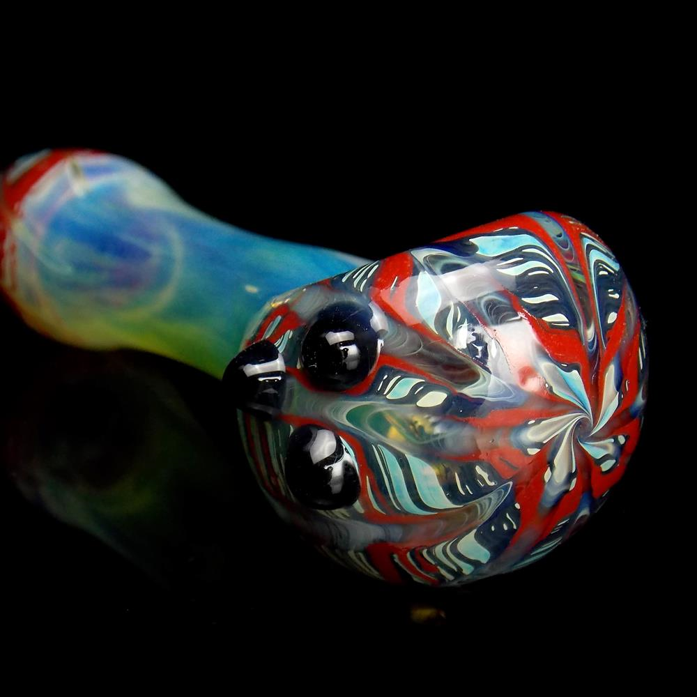 Dark Blue Color Changing Glass Wrap Rake Fumed Pipe