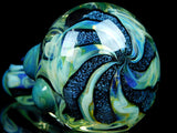 Dichroic Starflower Glass Spoon Pipe Silver Aqua