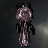 pink glass spoon pipe with black spikes