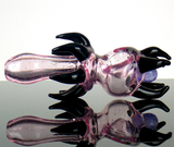 pink glass spoon pipe with black spikes