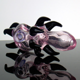 pink glass spoon pipe with black spikes