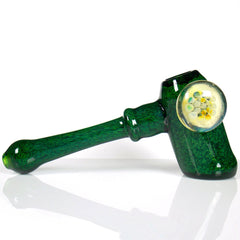 Big Eye Cyclops Hammer 4 Green Glass Bubbler