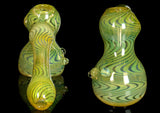 Double fumed color changing glass bubbler pipe